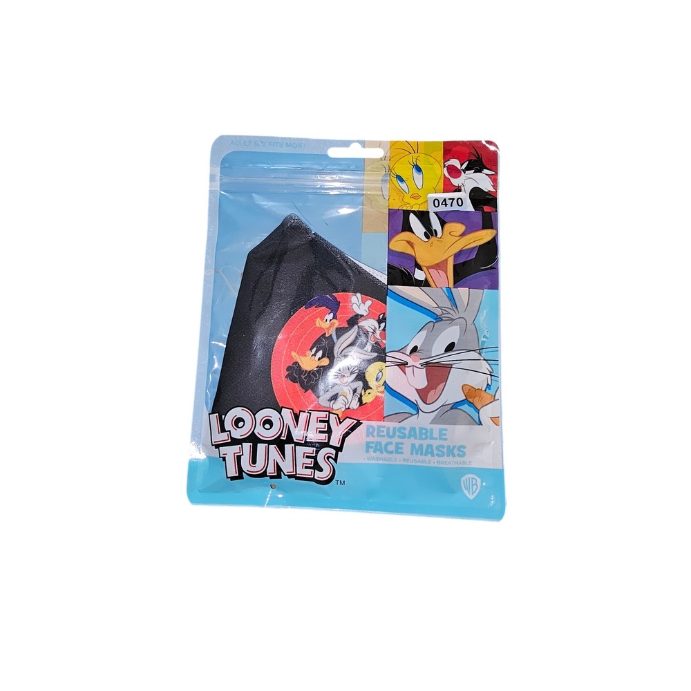 Looney Tunes Reusable Face Mask Bugs Bunny Daffy Duck Adult Mask Black #468-470